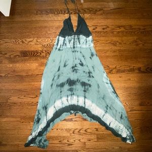Tie Dye Low-Back Halter Dress